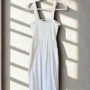 Black Tape White Eyelet Smocked Midi Dress – Resort Chic